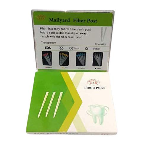 Mailyard Fiber Post with 4 Drill- High-Intensity Quartz Glass Fiber Resin Post – 20 Posts + 4 Matching Drills