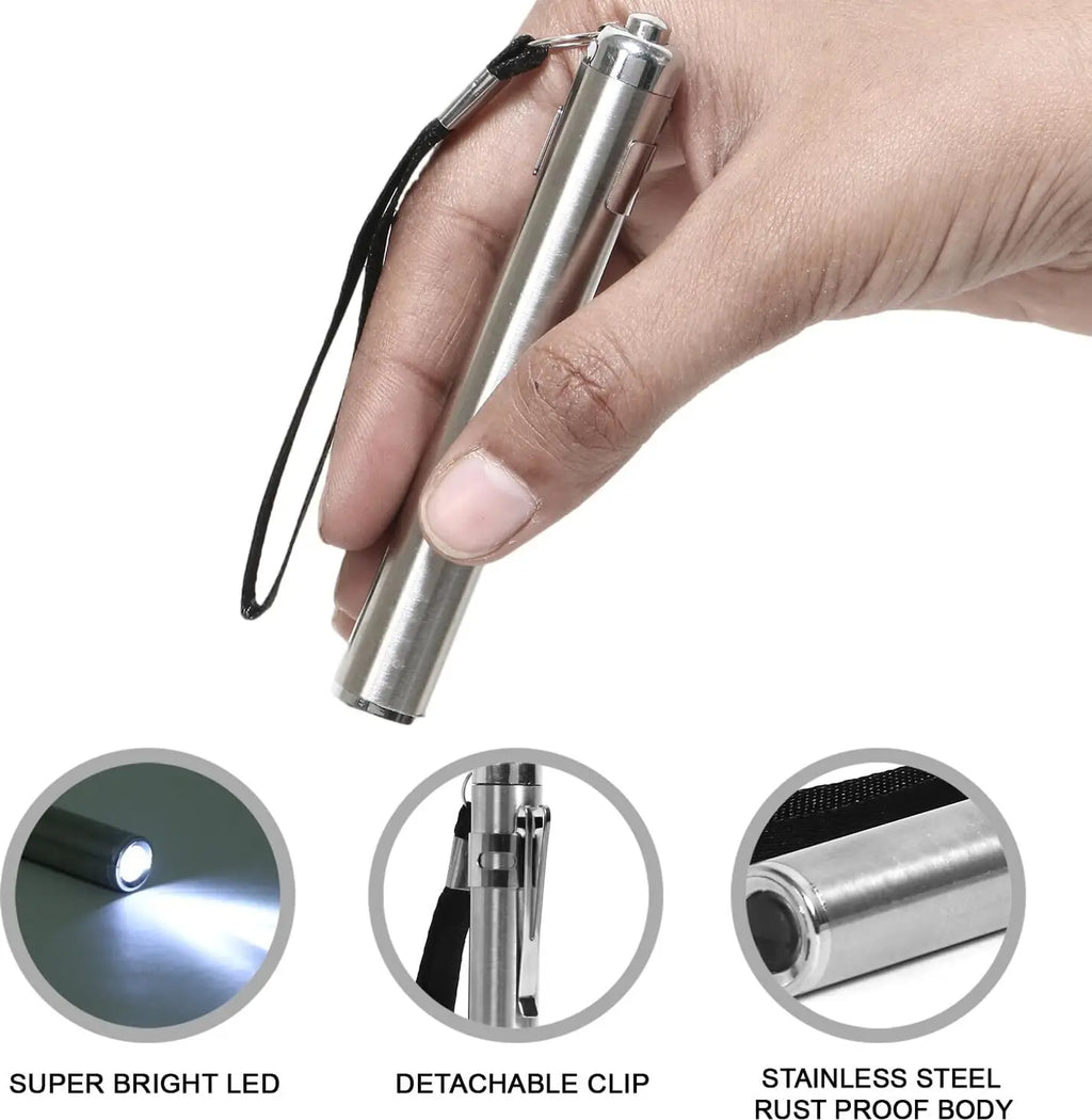 Pen house Full Silver Click Type Pen Light