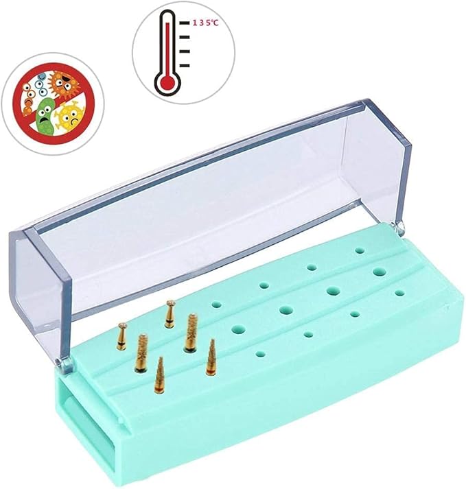 Bur BOX - 18-hole Autoclavable Dental Sterilization and Disinfection Bur box.