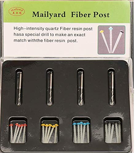 Mailyard Fiber Post with 4 Drill- High-Intensity Quartz Glass Fiber Resin Post – 20 Posts + 4 Matching Drills