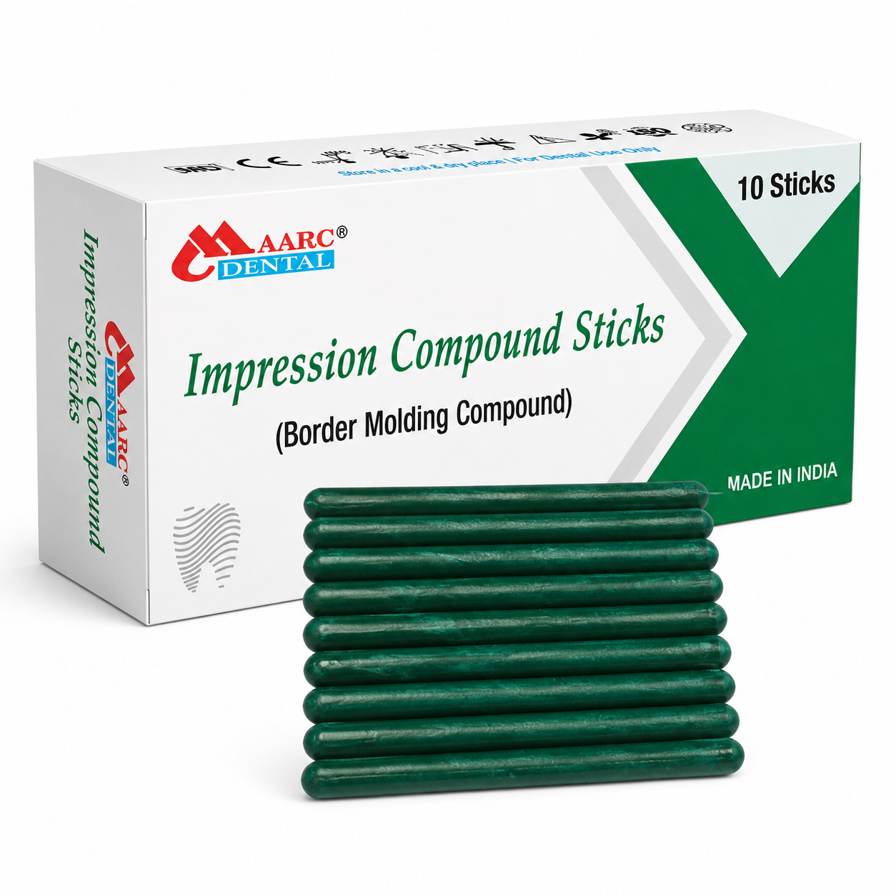 Maarc Green Stick Compound – Green Thermoplastic Compound Sticks for Primary Impressions