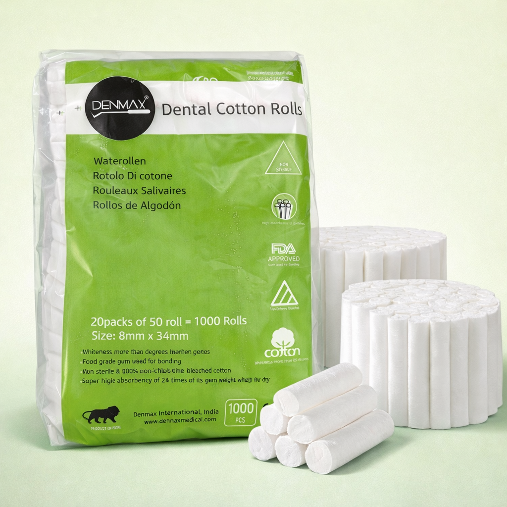Denmax Dental Cotton Rolls - High-Absorbency Soft & Lint-Free (Pack of 1000)