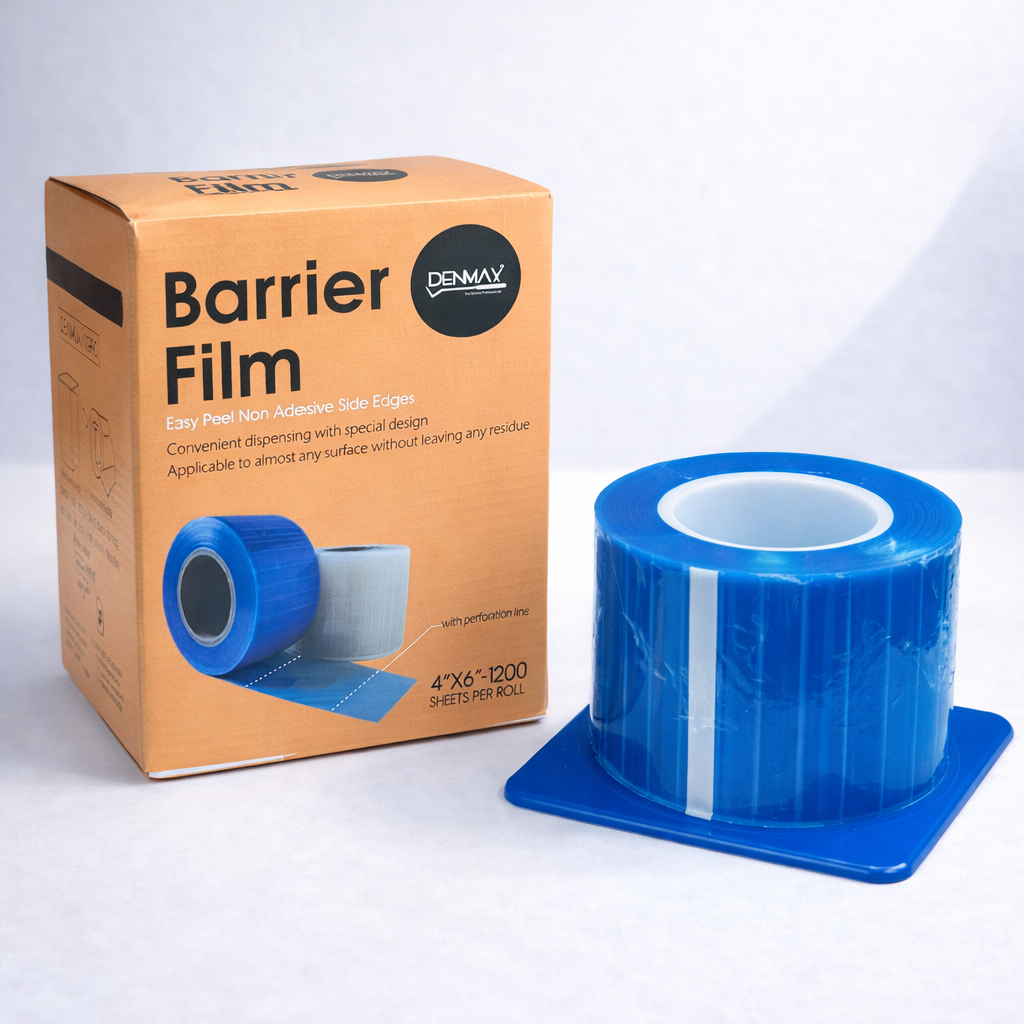 Denmax Barrier Film – Self-Adhesive Disposable Surface Protection (4" x 6", 1200 Sheets)