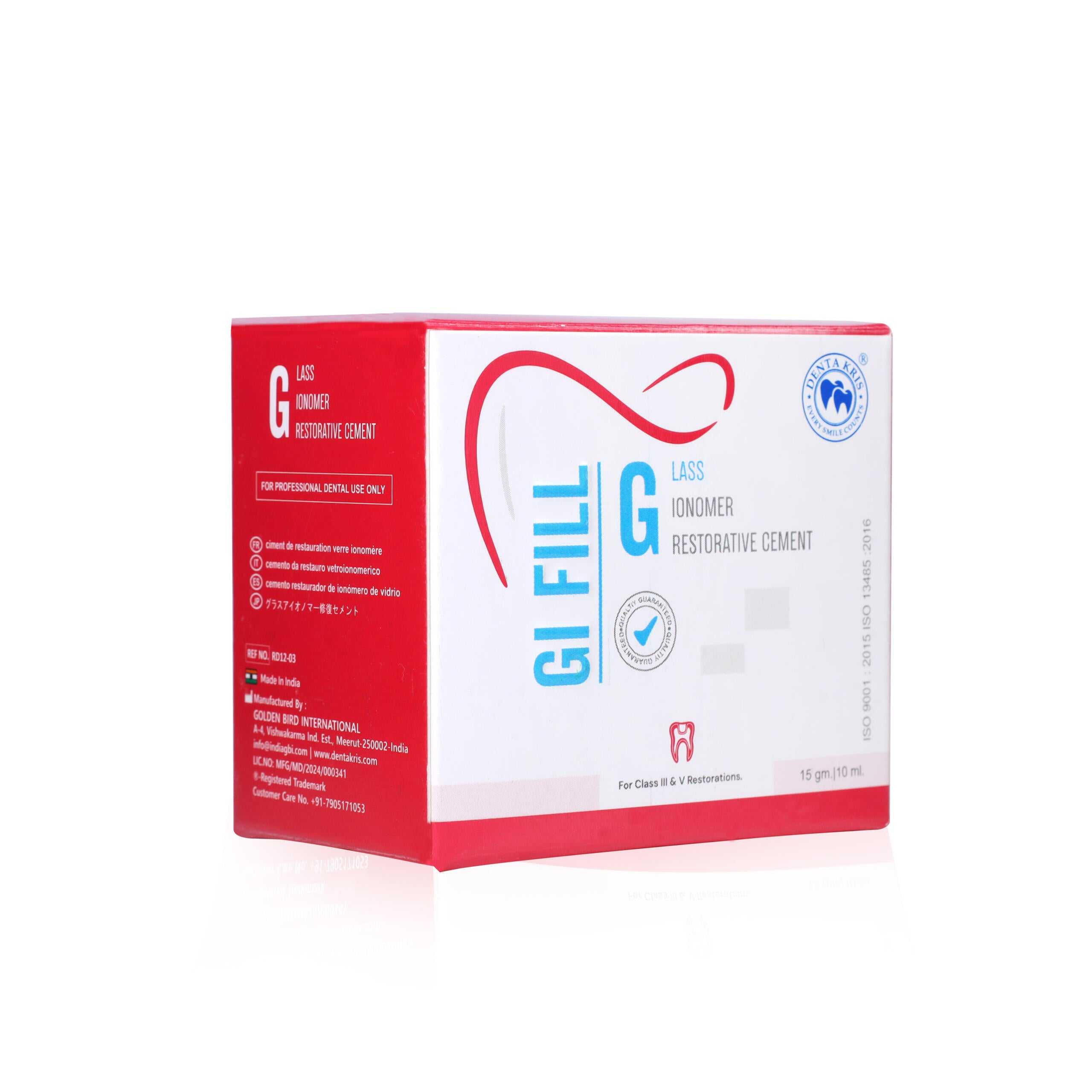 DENTA KRIS GI-Fill – Glass Ionomer Restorative Cement (15gm Powder + 10ml Liquid)