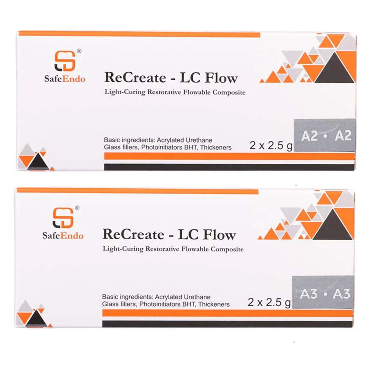 SafeEndo ReCreate-LC Flow 2×2.5g – Light Curing Nano Hybrid Radiopaque Flowable Composite