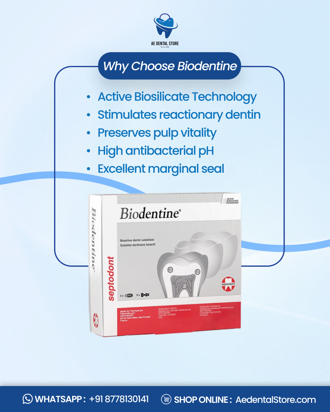 Septodont Biodentine Bioactive Dentin Substitute Kit – Pack of 5 Capsules