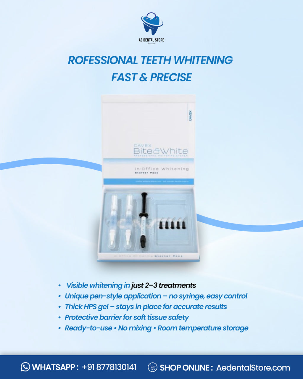 AE Dental Cavex Bite & White HP25 In-Office Whitening Starter Kit