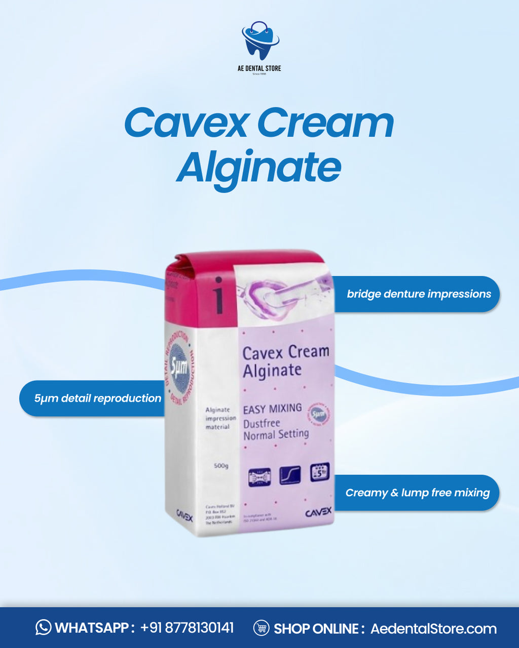 AE Dental Cavex Cream Alginate Dental Impression Material – 500g