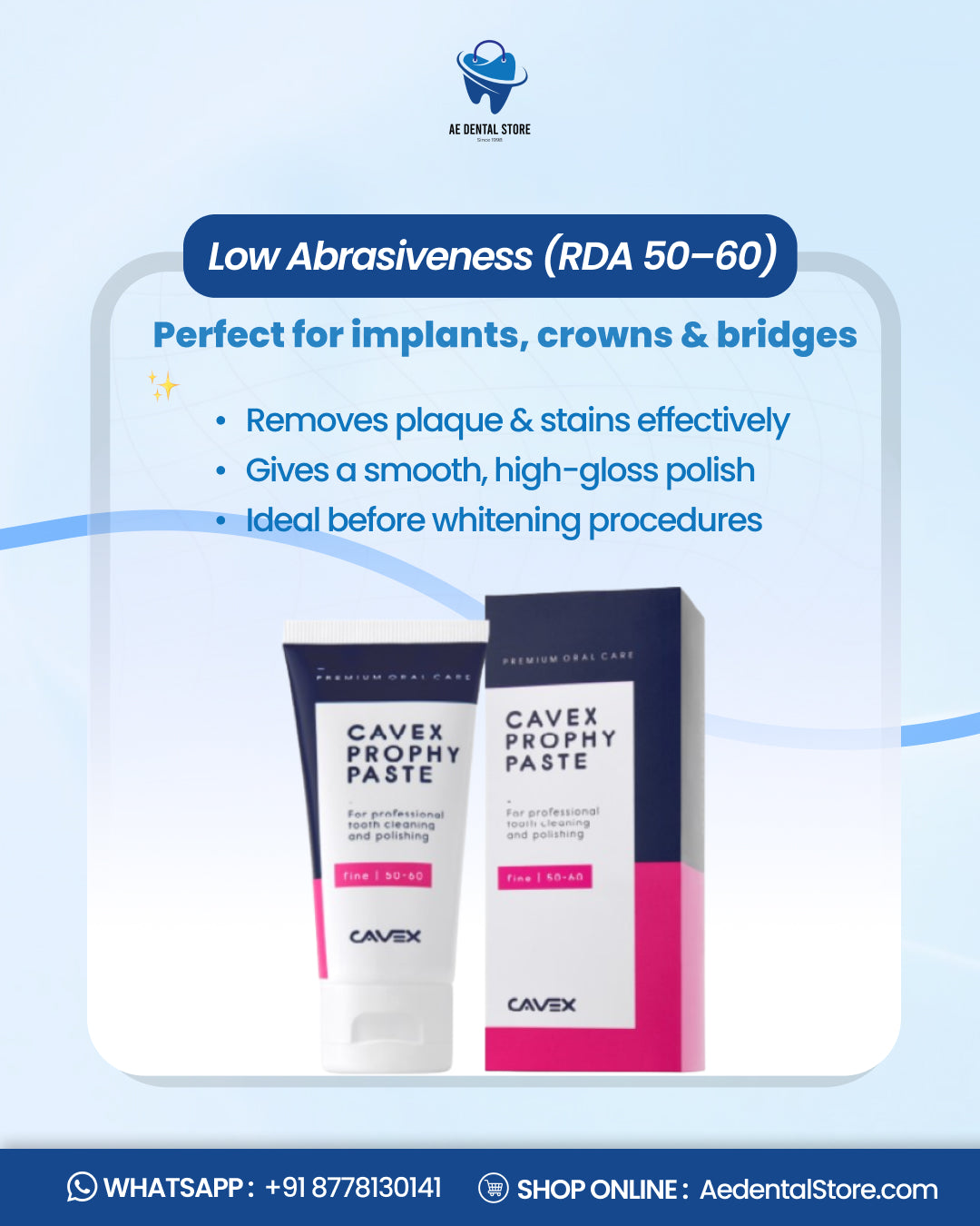 AE Dental Cavex ProphyPaste Fine RDA 50–60 Professional Polishing Paste (100g / 60ml)