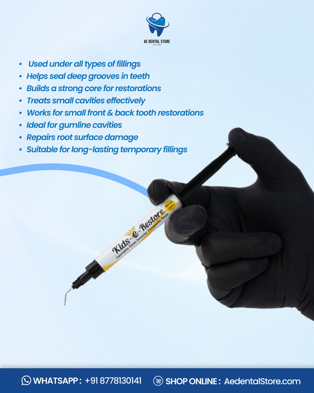 AE Kids Restore Flowable GIC – Self Adhesive Glass Ionomer Composite Syringe (2g)