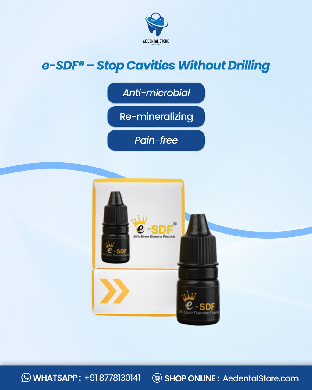 AE Dental e-SDF Caries Arresting Liquid – Silver Diamine Fluoride Treatment