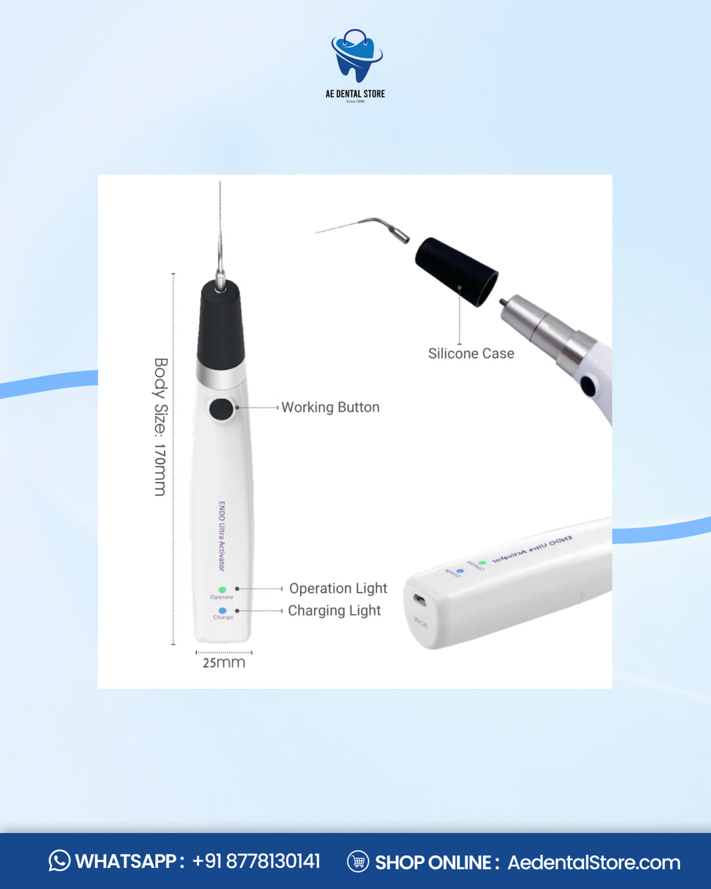 AE Dental Endo Ultra Activator – Rechargeable Ultrasonic Root Canal Irrigation Device