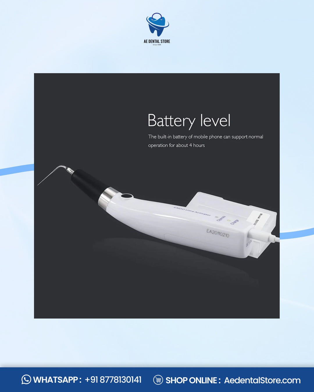 AE Dental Endo Ultra Activator – Rechargeable Ultrasonic Root Canal Irrigation Device