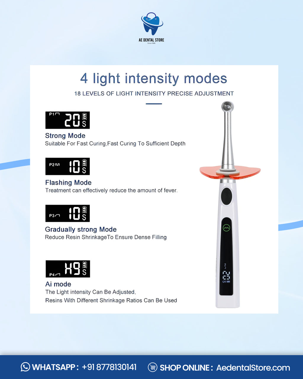Ai  LED 1 Second Dental Curing Light – 4 Mode Light Cure Lamp