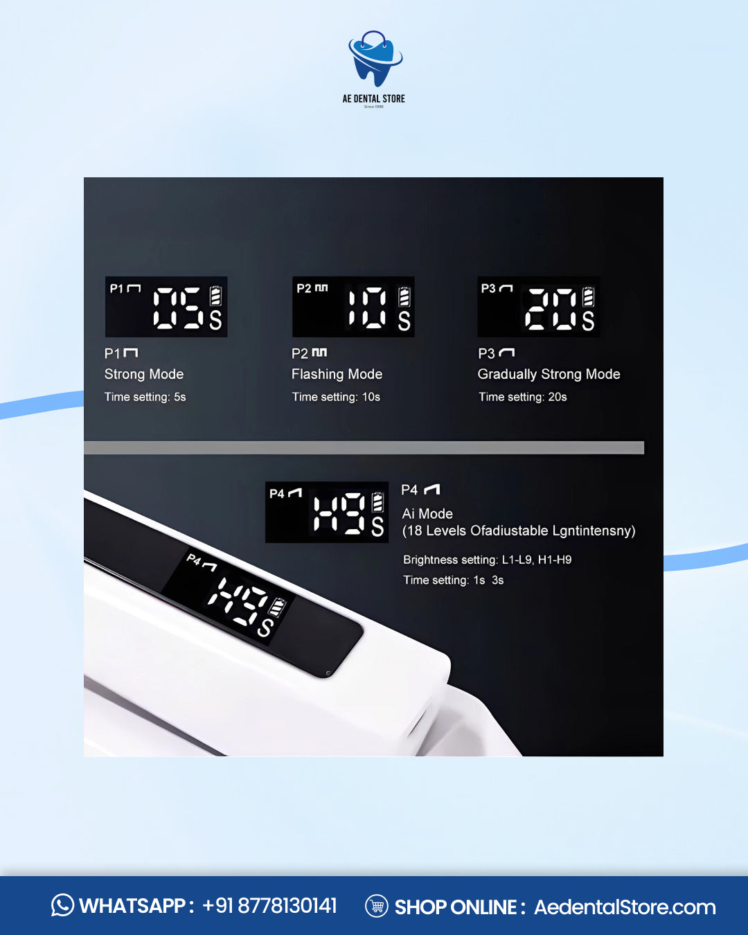 Ai  LED 1 Second Dental Curing Light – 4 Mode Light Cure Lamp