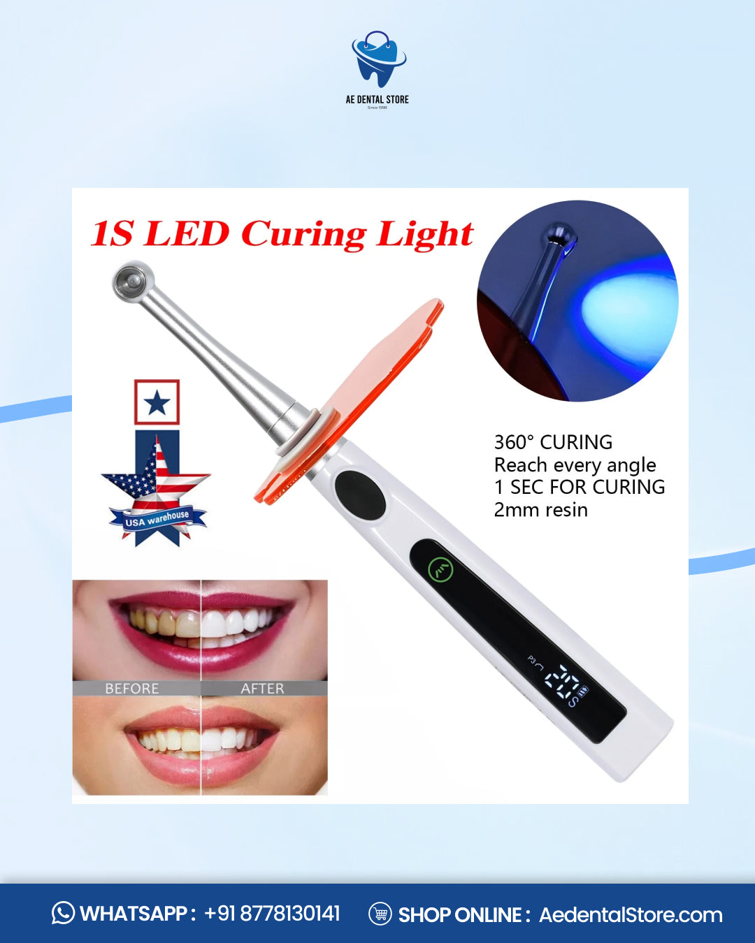 Ai  LED 1 Second Dental Curing Light – 4 Mode Light Cure Lamp