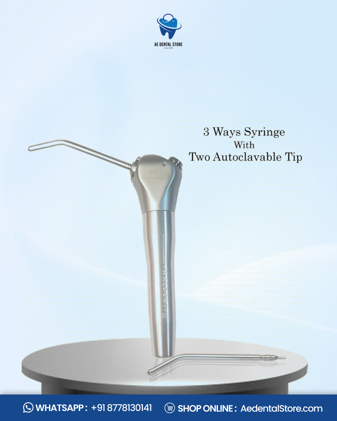 AE Dental 3-Way Air Water Syringe – Dental Handpiece with Interchangeable Tips