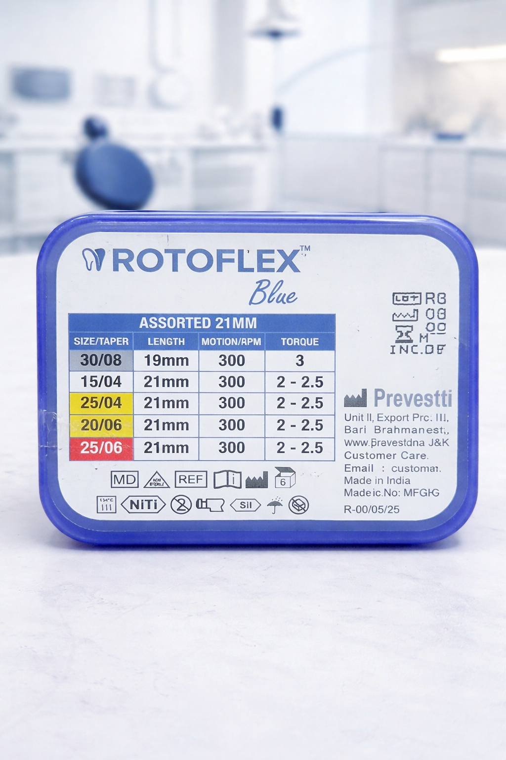 PREVEST DENPRO - ROTOFLEX Blue – Controlled Memory NiTi Rotary Files (Pack of 6)