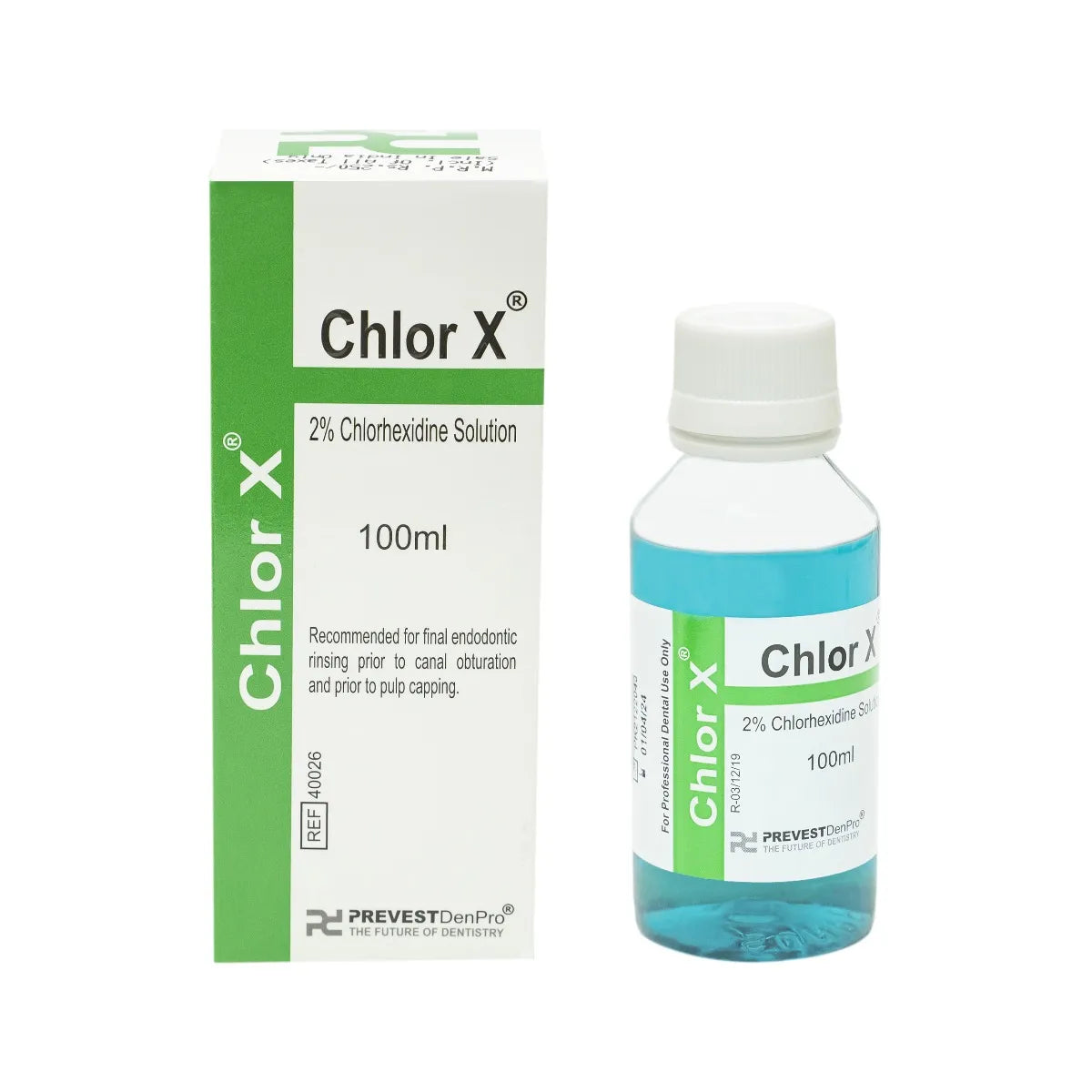 Prevest Chlor-X endodontic irrigation solution bottle