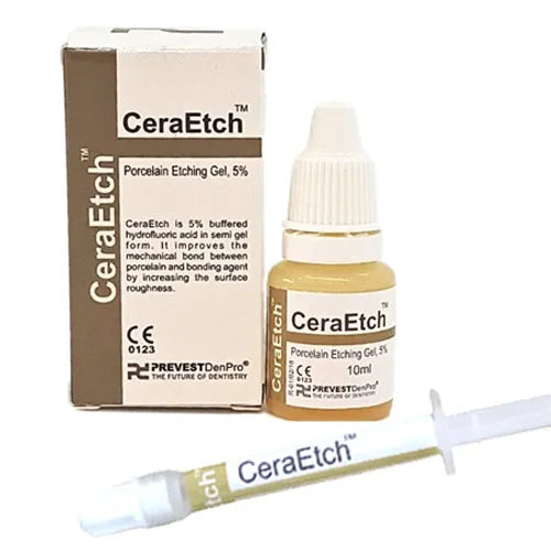 Prevest Denpro CeraEtch Etching Gel – 9.5% Hydrofluoric Acid Ceramic Etchant for Dental Restorations